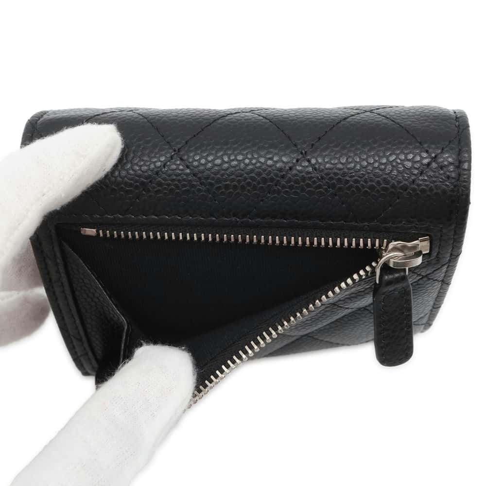 CHANEL Matelasse Classic Small Flap Wallet Black AP0231 Caviar Leather