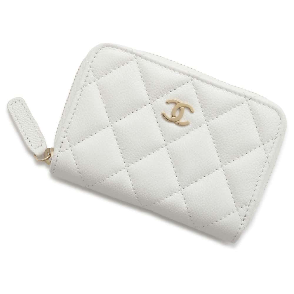 Chanel Matelasse Classic Zip Coin Purse White AP0216 Caviar Leather