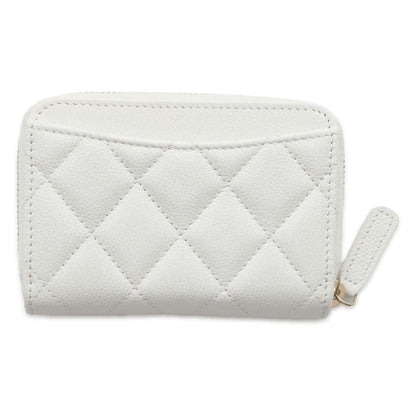 Chanel Matelasse Classic Zip Coin Purse White AP0216 Caviar Leather