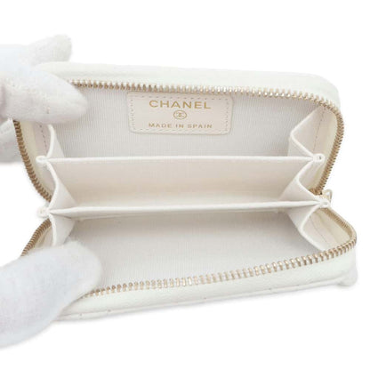 Chanel Matelasse Classic Zip Coin Purse White AP0216 Caviar Leather