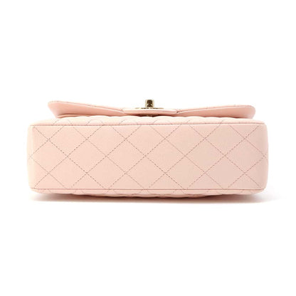 Chanel Matelasse W Flap ChainShoulder Bag Pink A01113 Caviar Leather Size 23