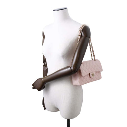 Chanel Matelasse W Flap ChainShoulder Bag Pink A01113 Caviar Leather Size 23