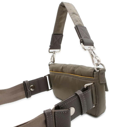 FENDI Porter 25th Anniversary Collaboration Bucket Phone Case 3way Crossbody Bag Khaki 7AS138 Nylon Leather Size Mini