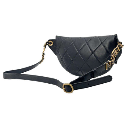 Chanel Matelasse Waist Bag Crossbody Bag Black AS4860 Lambskin Enamel