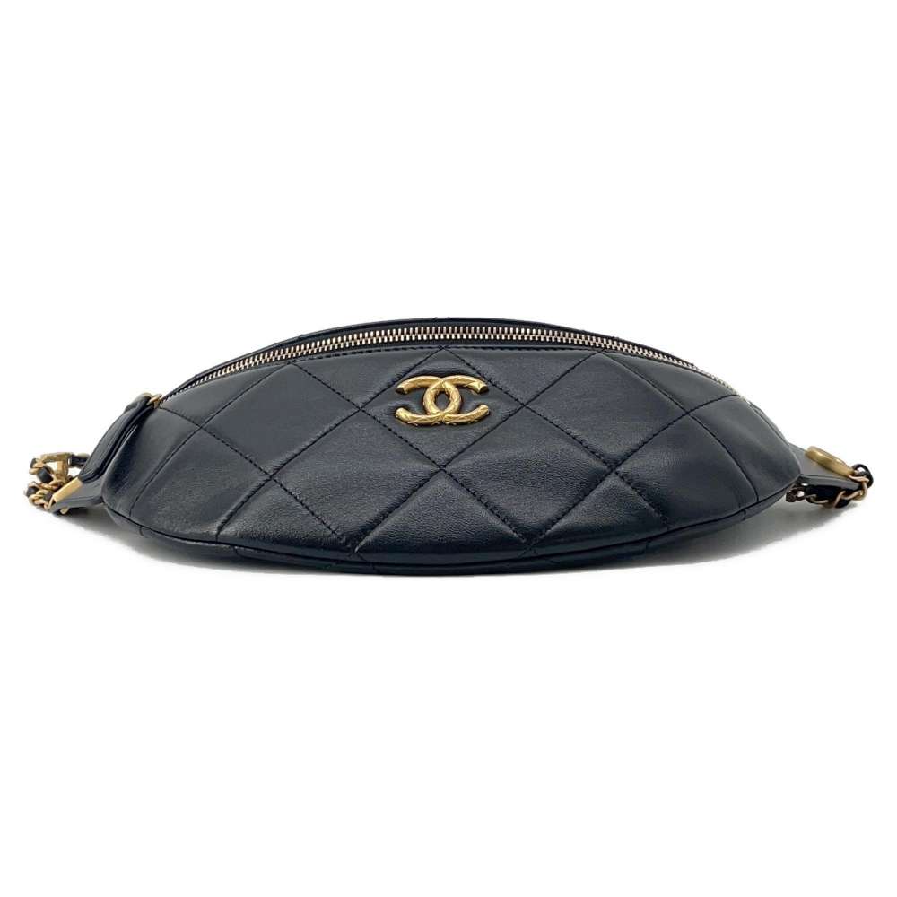 Chanel Matelasse Waist Bag Crossbody Bag Black AS4860 Lambskin Enamel