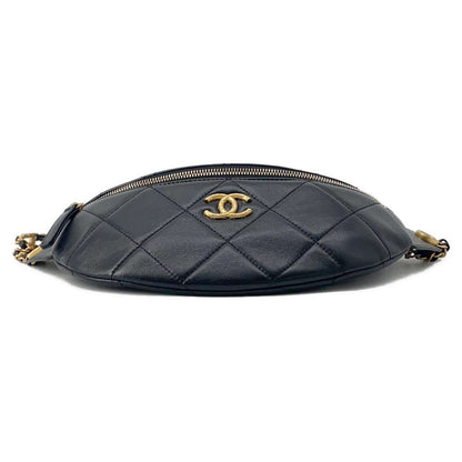 Chanel Matelasse Waist Bag Crossbody Bag Black AS4860 Lambskin Enamel