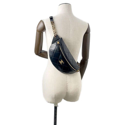 Chanel Matelasse Waist Bag Crossbody Bag Black AS4860 Lambskin Enamel