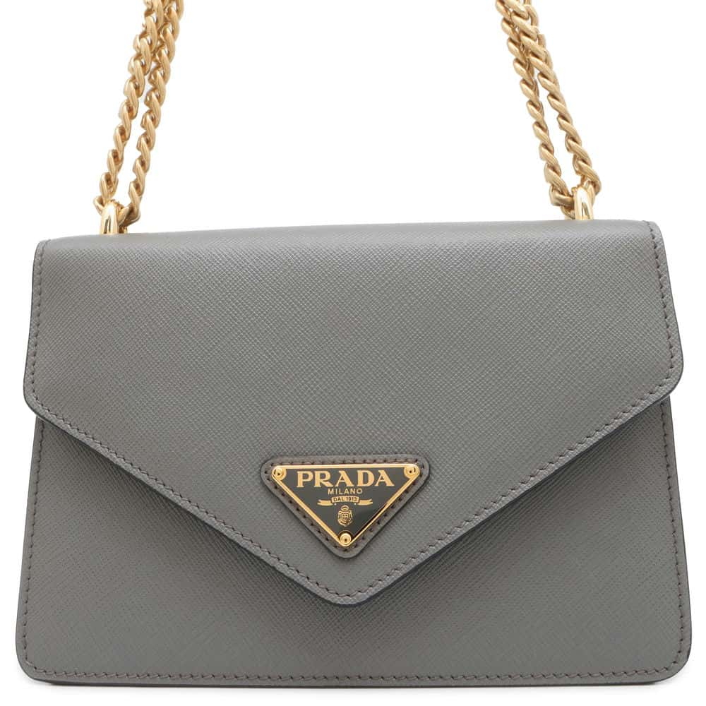 PRADA ChainShoulder Bag Gray 1BD200 Saffiano LeatherLeather