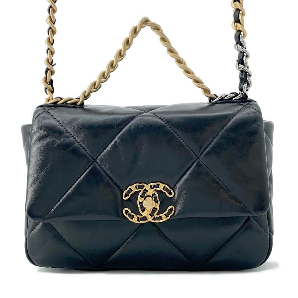 Chanel Chanel19 Chain Shoulder Bag Black AS1160 Lambskin