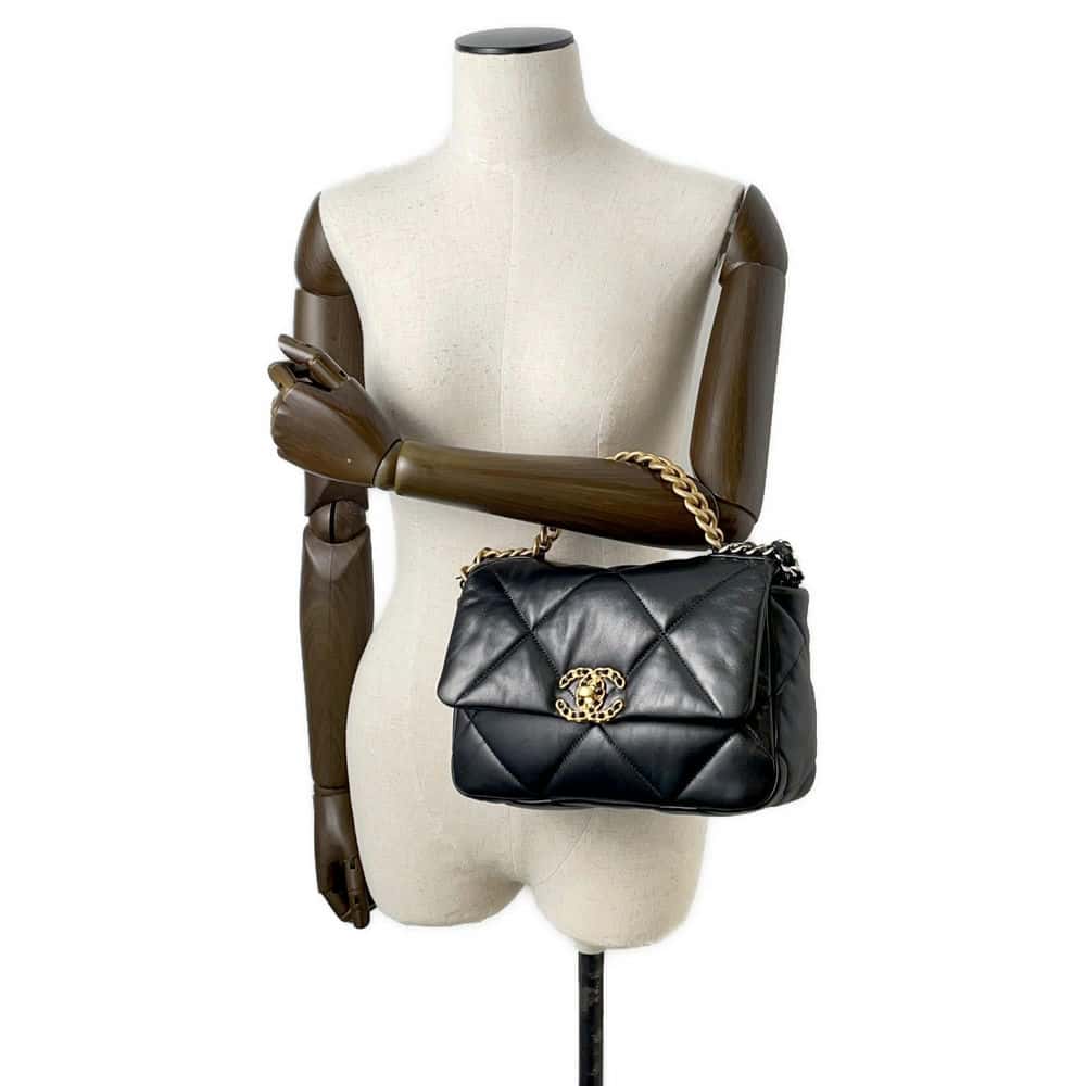 Chanel Chanel19 Chain Shoulder Bag Black AS1160 Lambskin