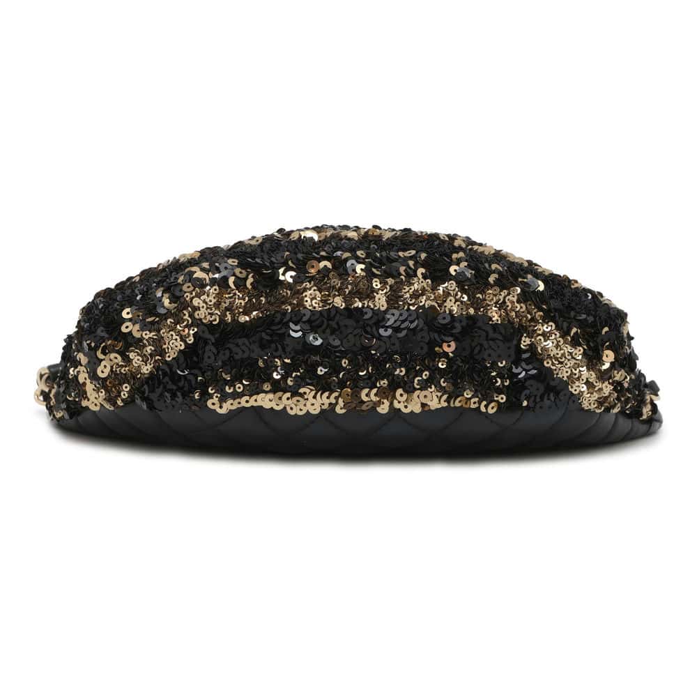 Chanel Cruise Line Matelasse ChainShoulder Bag Black/Gold Sequins Leather