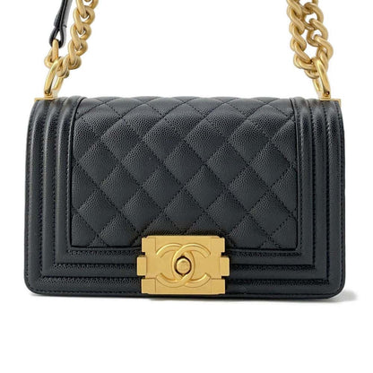 Chanel Boy Chanel ChainShoulder Black A67085 Caviar Leather Size Small