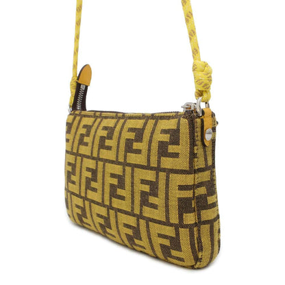 FENDI Fragment Collaboration Baguette Slim Clutch Yellow/Brown/White 8BS073 Canvas