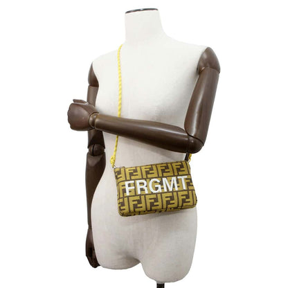 FENDI Fragment Collaboration Baguette Slim Clutch Yellow/Brown/White 8BS073 Canvas