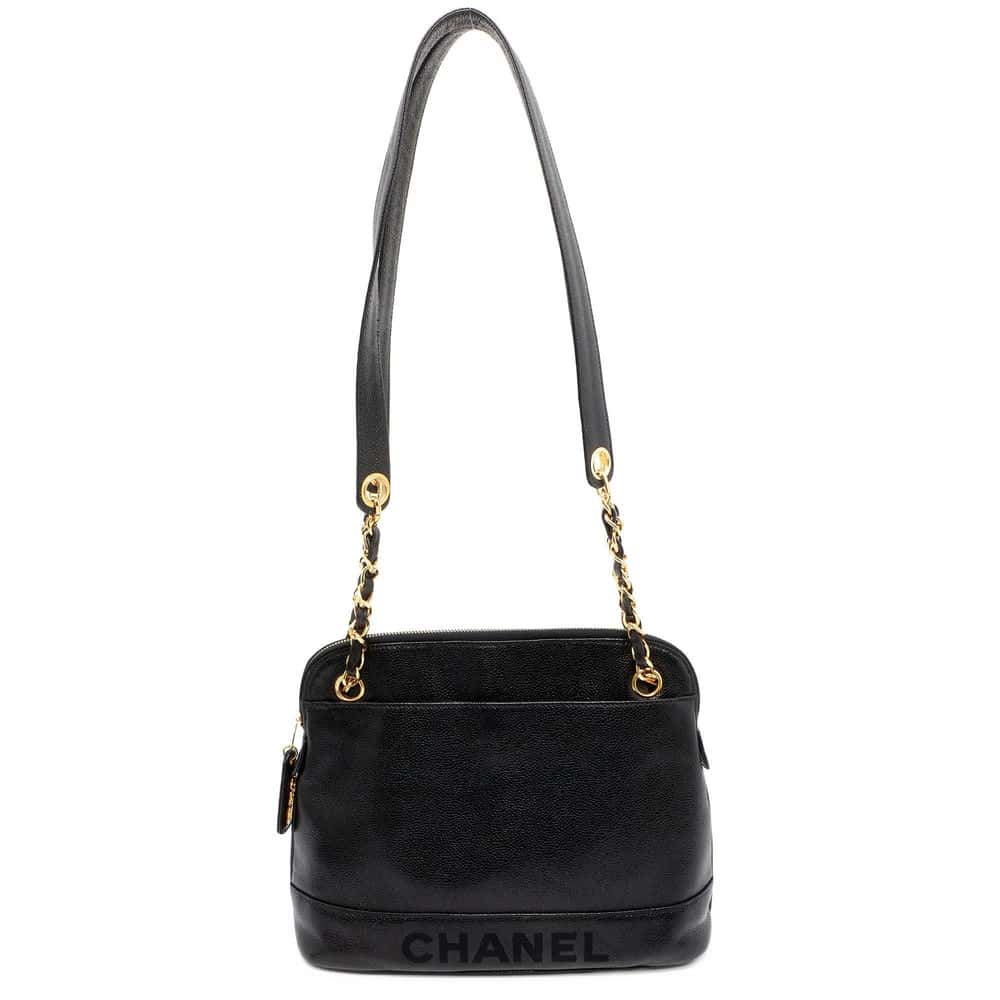 Chanel WChain One Shoulder Bag Black A08058 Caviar Leather