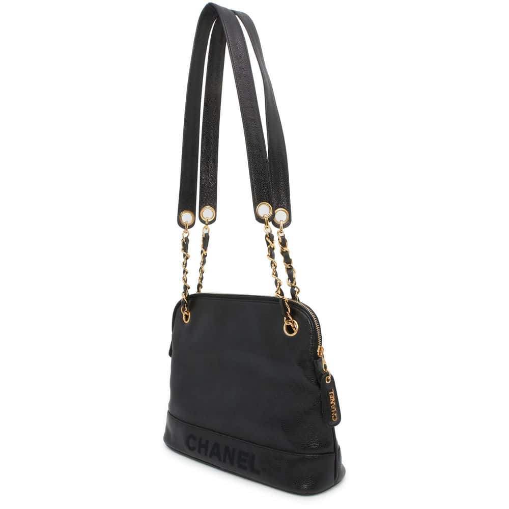 Chanel WChain One Shoulder Bag Black A08058 Caviar Leather
