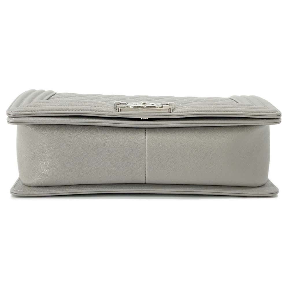 Chanel Boy Chanel ChainShoulder Gray A67086 Caviar Leather Size 25