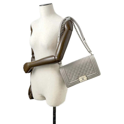 Chanel Boy Chanel ChainShoulder Gray A67086 Caviar Leather Size 25