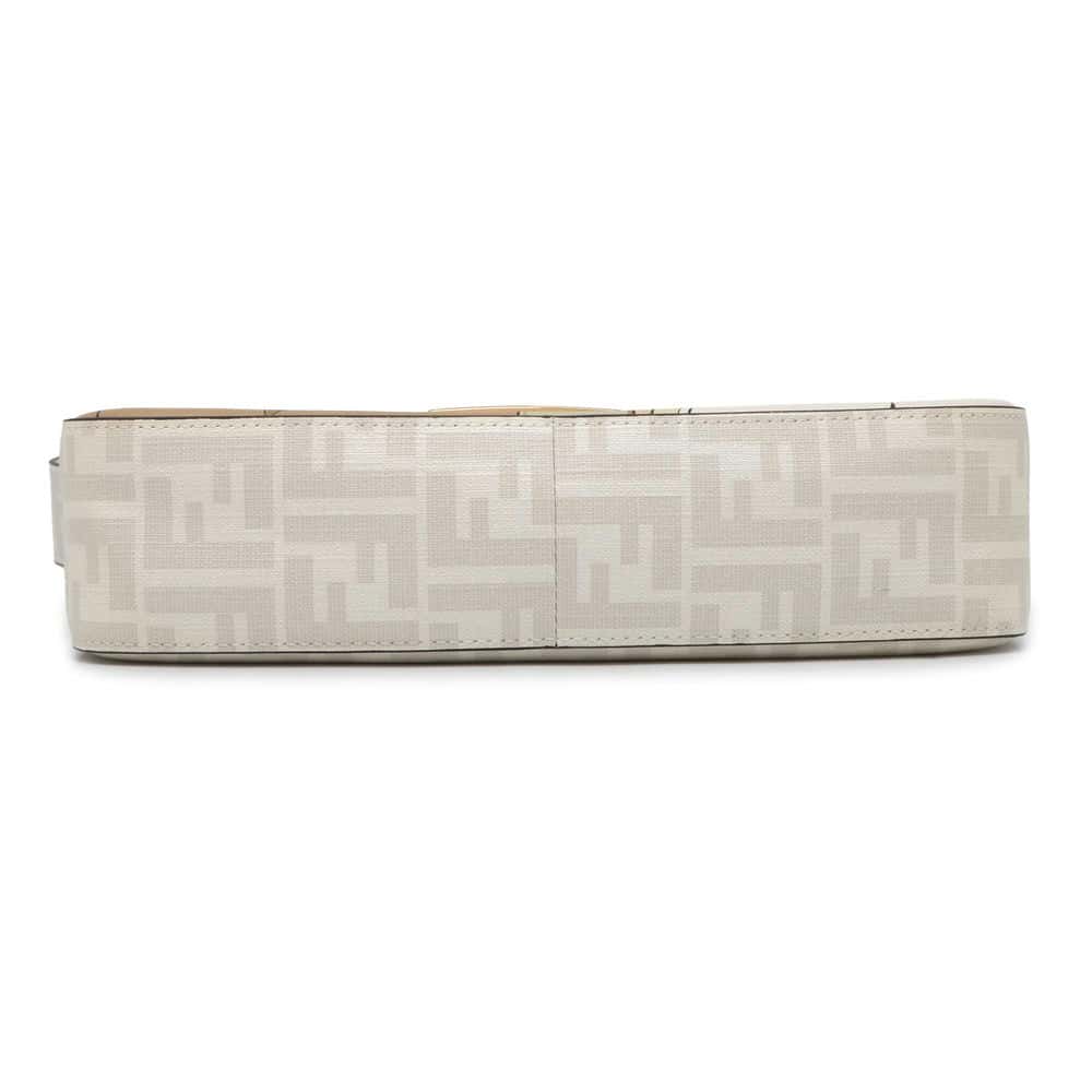 FENDI Mamma Baguette Antonio Lopez White/Brown 8BR600 PVC Coated Canvas Leather Size Medium