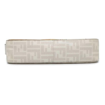 FENDI Mamma Baguette Antonio Lopez White/Brown 8BR600 PVC Coated Canvas Leather Size Medium