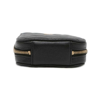 Chanel CC Logo Phone Holder Black A70655 Caviar Leather