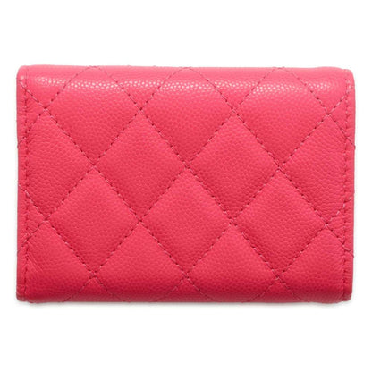 CHANEL CC Logo Small Flap Wallet Pink AP3827 Caviar Leather