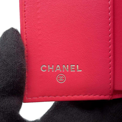 CHANEL CC Logo Small Flap Wallet Pink AP3827 Caviar Leather