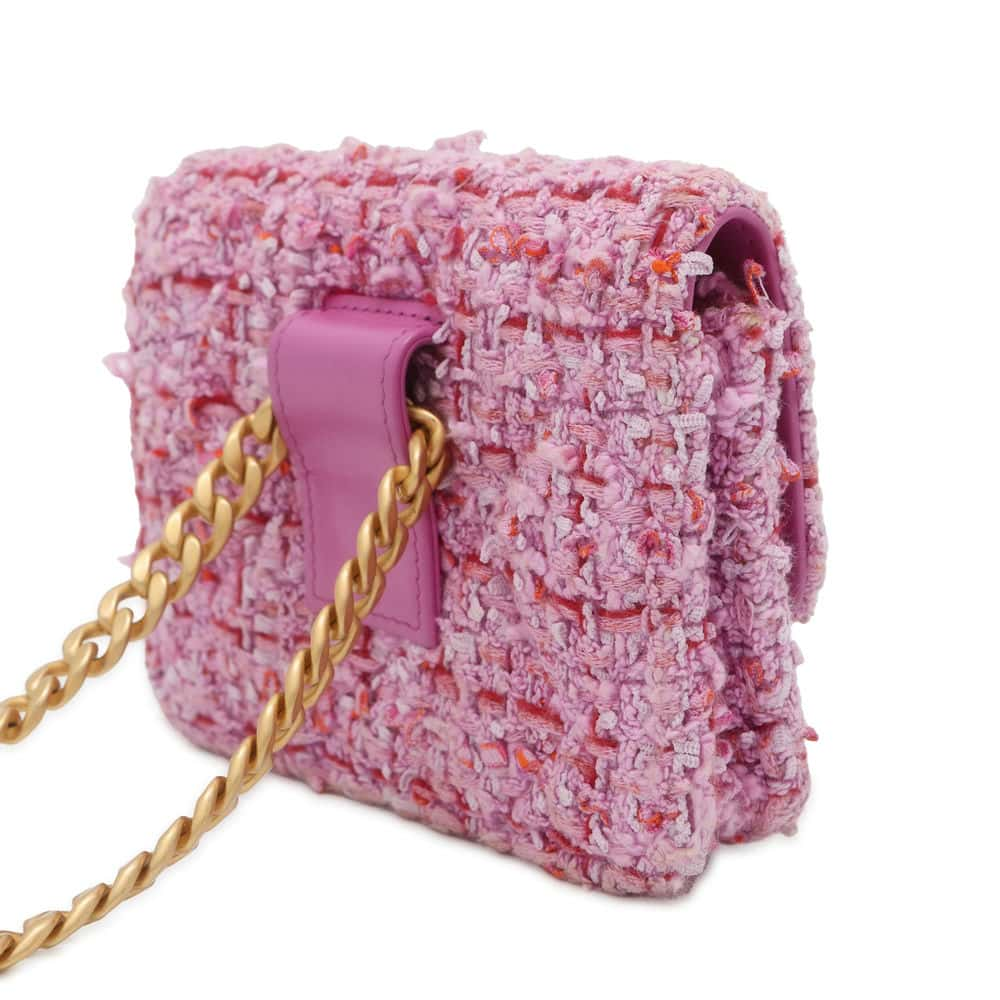 CHANEL Chain wallet Pink Tweed