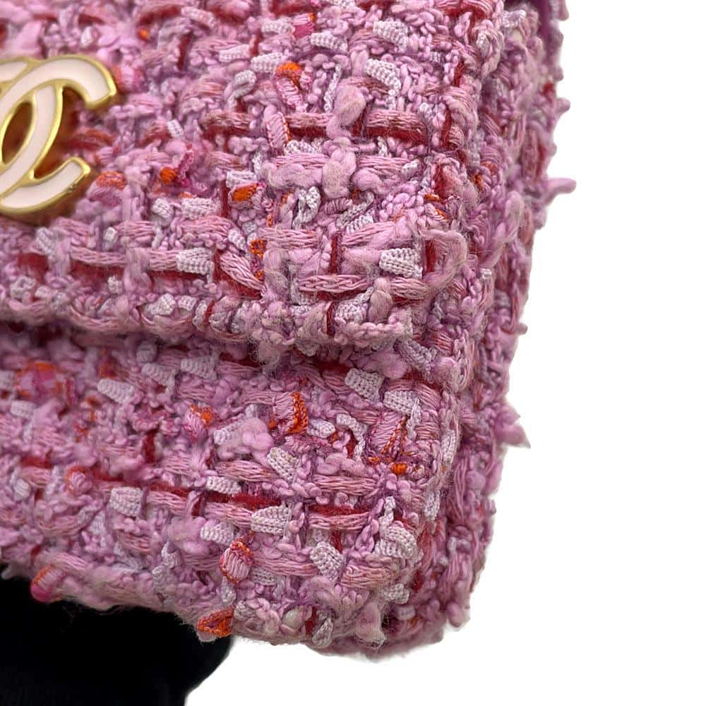 CHANEL Chain wallet Pink Tweed