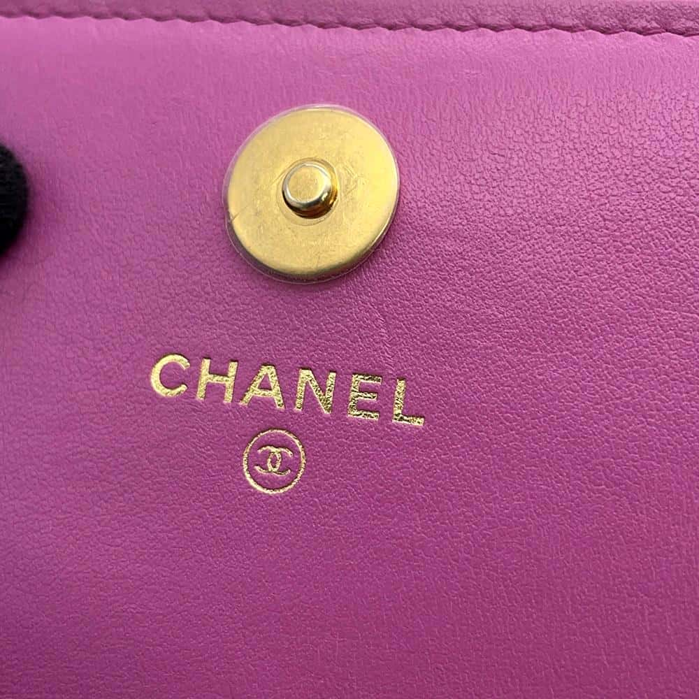 CHANEL Chain wallet Pink Tweed