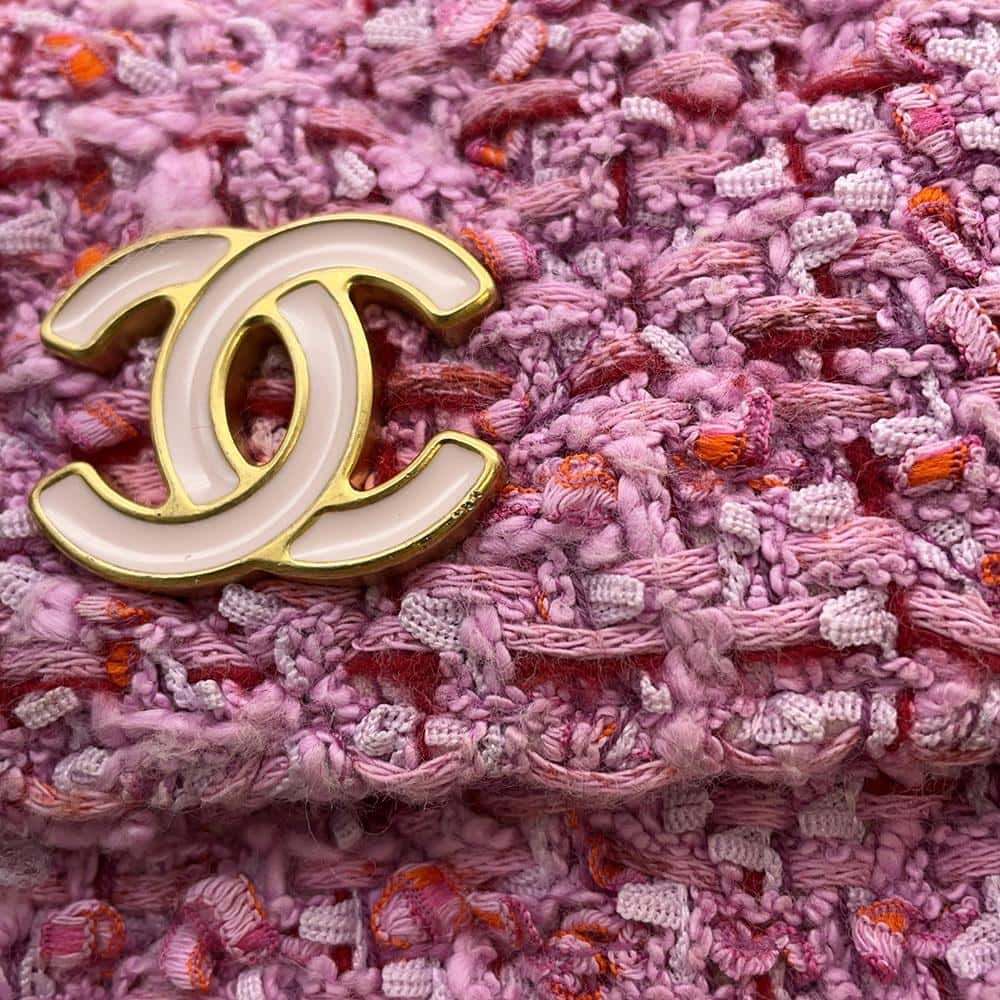 CHANEL Chain wallet Pink Tweed