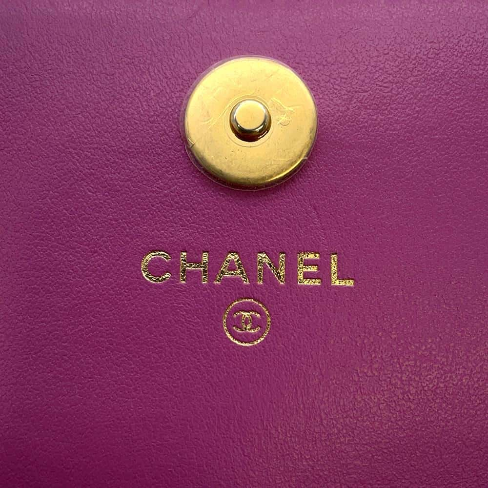 CHANEL Chain wallet Pink Tweed