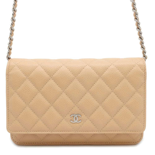 CHANEL Matelasse Chain wallet Beige AP0250 Caviar Leather