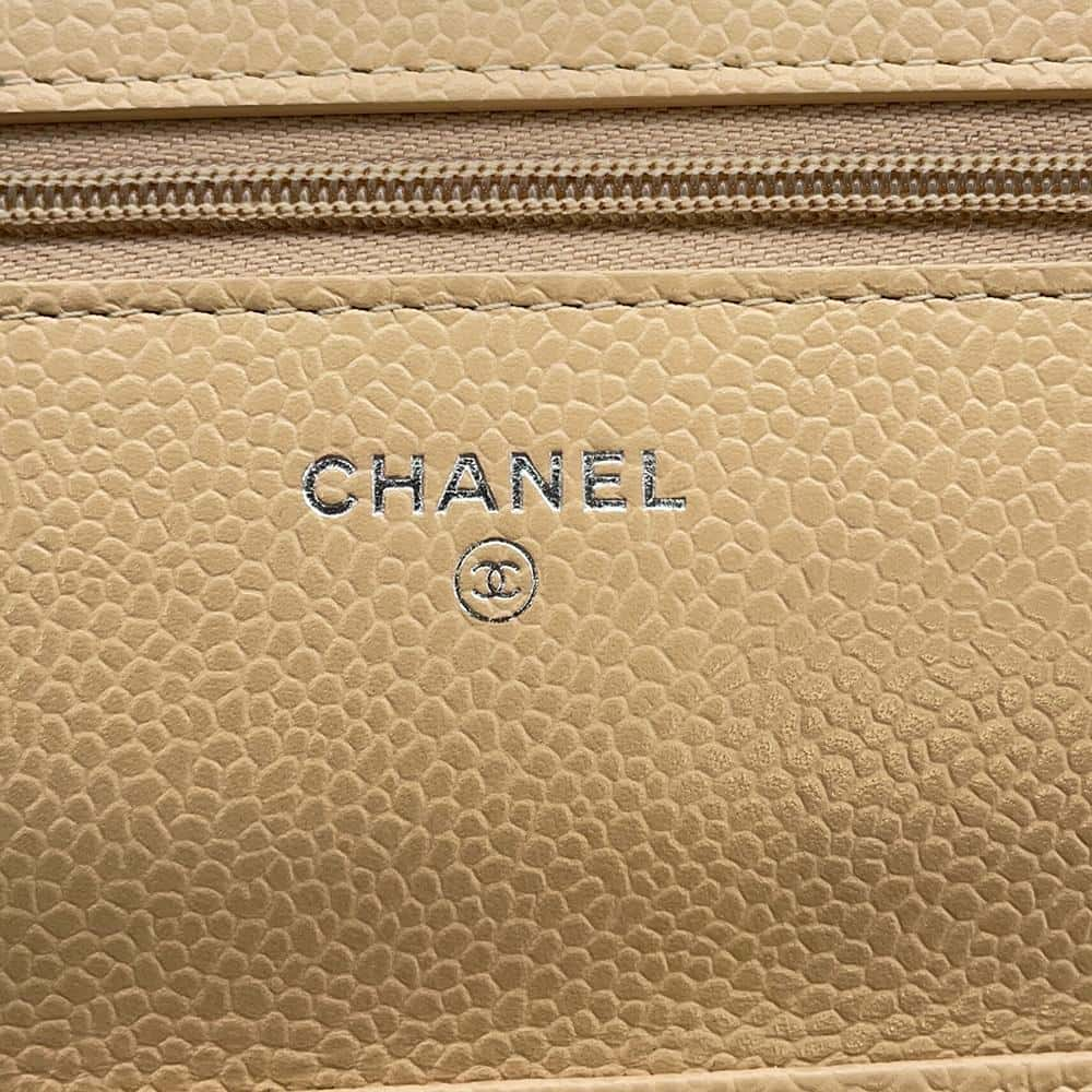 CHANEL Matelasse Chain wallet Beige AP0250 Caviar Leather