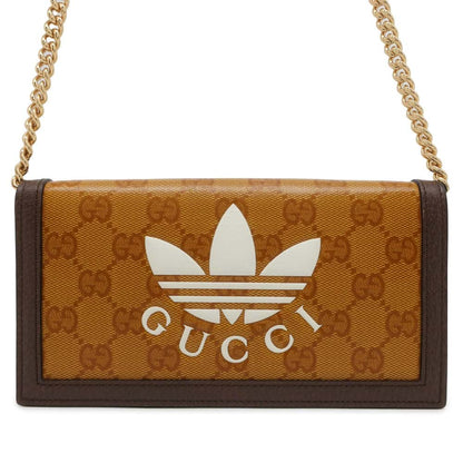 GUCCI Adidas Collaboration Chain Wallet Yellow/Brown 621892 PVC/Leather