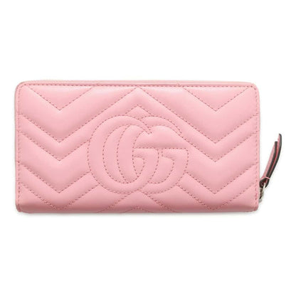 GUCCI GG Marmont Zip AroundNagazaiCloth Pink 443123 Leather