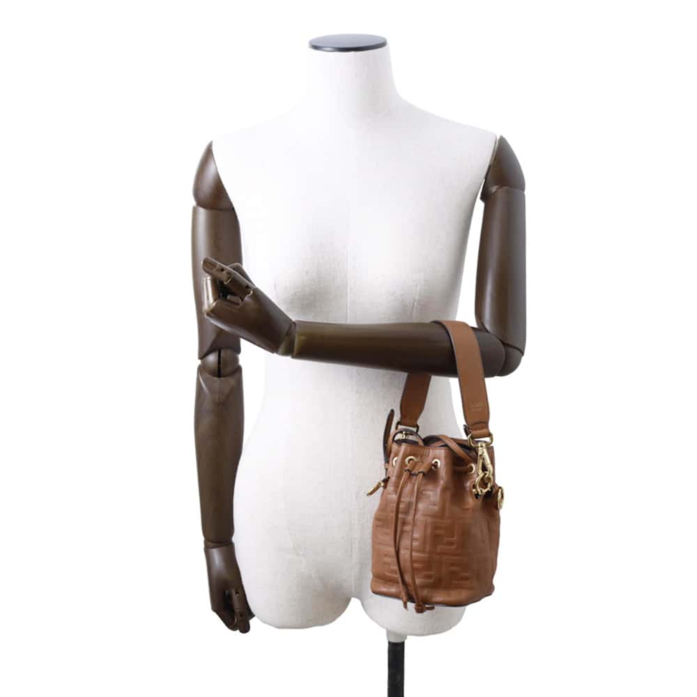 FENDI Montrezor Brown 8BS010 Leather Size Mini