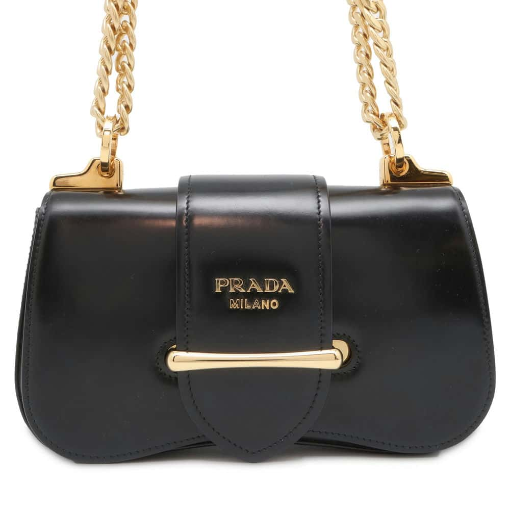 PRADA ChainShoulder Bag Black 1BD219 Leather