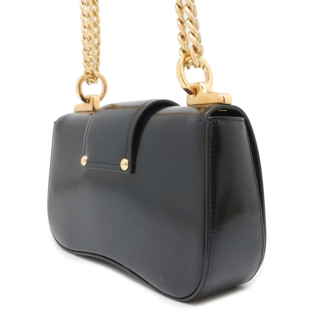 PRADA ChainShoulder Bag Black 1BD219 Leather