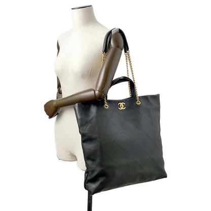 CHANEL Matelasse 2way Chain Tote Black AS3128 Lambskin