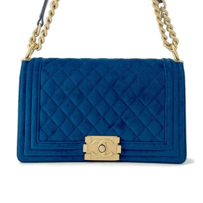 Chanel Boy Chanel ChainShoulder Blue A67086 Velour