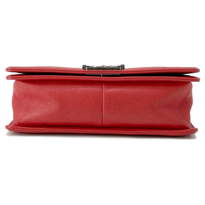 Chanel Boy Chanel ChainShoulder Studded Red A67086 Vintage calf Size 25
