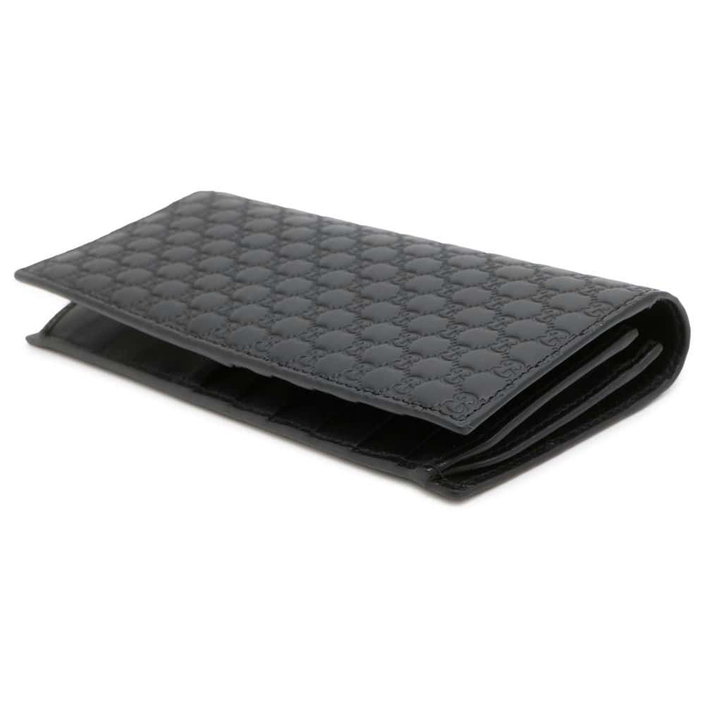 GUCCI MicroGuccissima Bifold Wallet Long Wealth Cloth Black 544479 Leather