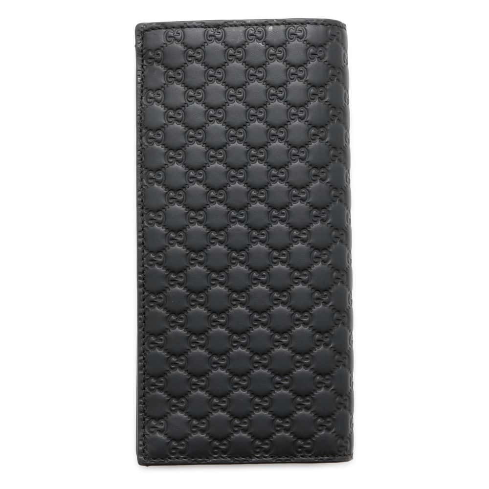 GUCCI MicroGuccissima Bifold Wallet Long Wealth Cloth Black 544479 Leather