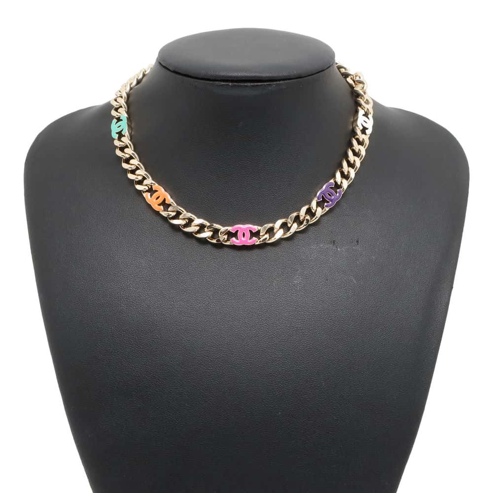 Chanel CC Logo ChainNecklace Gold/Multicolor Plating