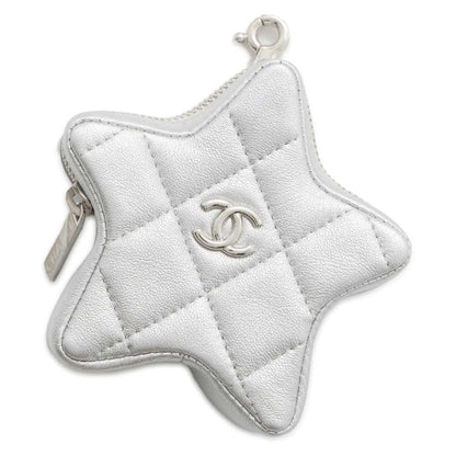 Chanel Star motif coin purse Silver Lambskin