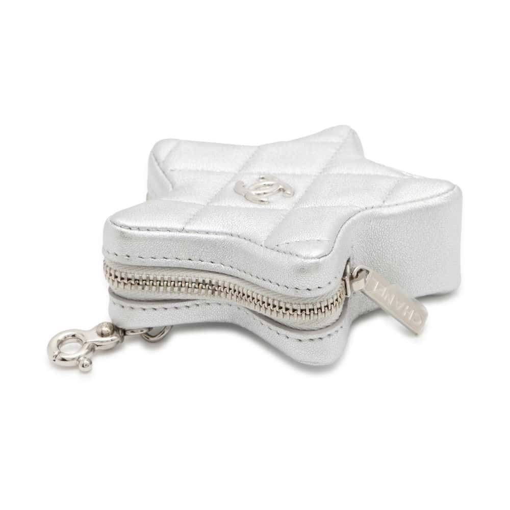 Chanel Star motif coin purse Silver Lambskin