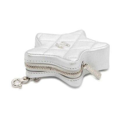 Chanel Star motif coin purse Silver Lambskin