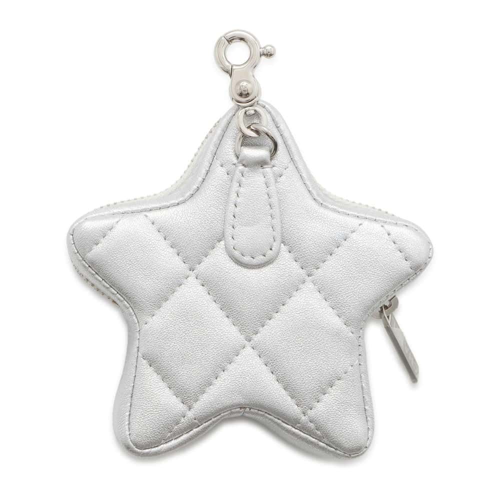 Chanel Star motif coin purse Silver Lambskin