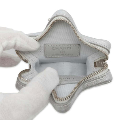 Chanel Star motif coin purse Silver Lambskin